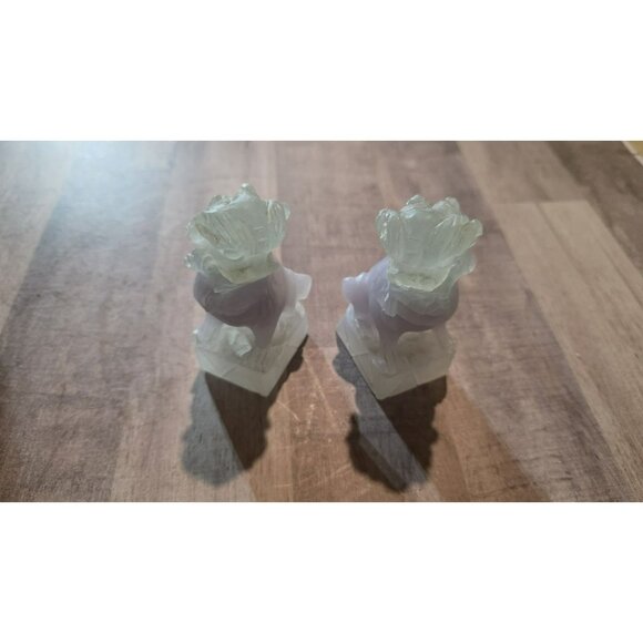 Vintage Chinese Hand Carved Foo Lion Foo Dog Sculptures Chinese Art Wealth Luck - Picture 4 of 7